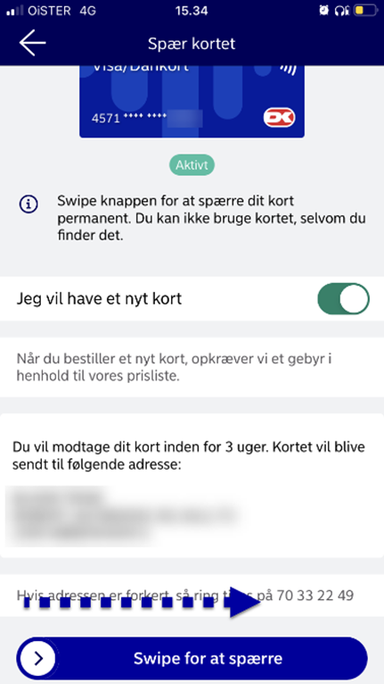 Spærring af kort - mobilbank 4